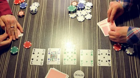 Two Men Playing Poker. Top View. Stock Footage 48675984