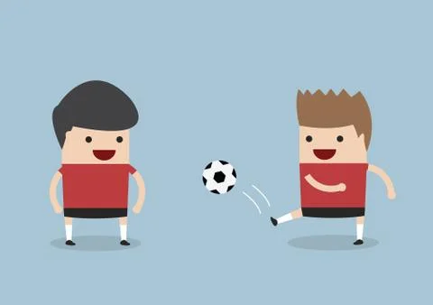 Two men playing soccer or football Stock Illustration