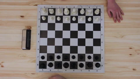 Two men plays in speed chess on wooden table Stock Footage 205314387