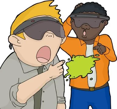 Two Men Pointing at Virtual Object イラスト素材