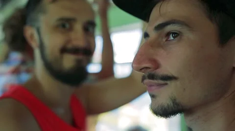 Two men riding in the subway Stock Footage 65259537