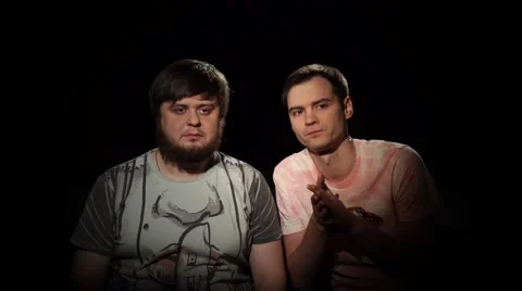 Two Men Scream from Horror Stock Footage 61716785