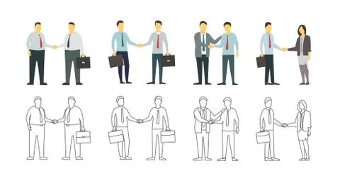 Two men shake each other hands. Business style. Flat graphics for your design Stock Illustration