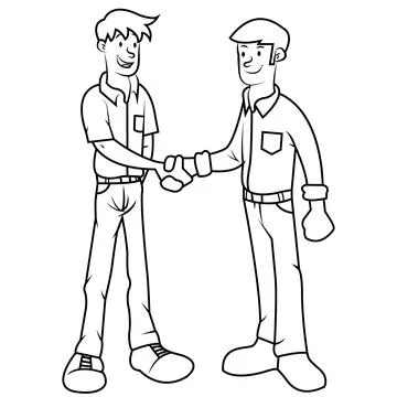 Two men shaking hands cartoon illustration Stock Illustration