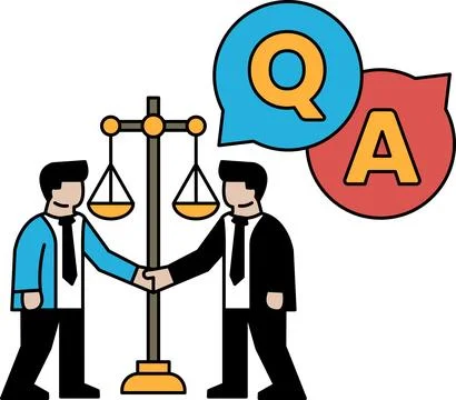Two men shaking hands in front of a scale Stock Illustration