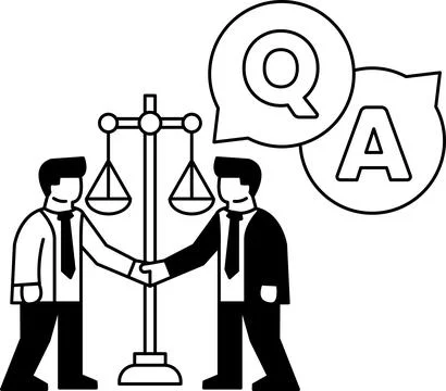 Two men shaking hands in front of a scale Stock Illustration