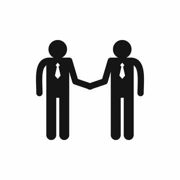 Two men shaking hands icon, simple style Illustrazione stock