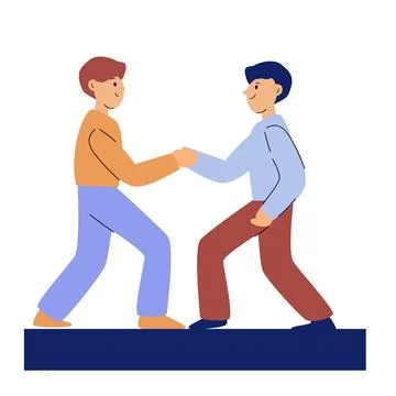 Two men shaking hands with strength -competition or partnership concept Stock Illustration