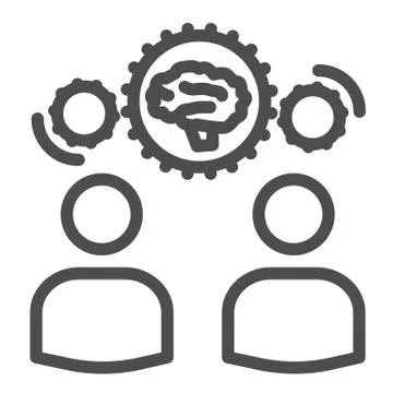 Two men share knowledge line icon, business concept, Knowledge or ideas sharing Stock Illustration