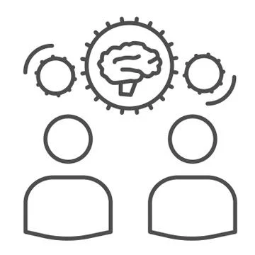 Two men share knowledge thin line icon, business concept, Knowledge or ideas Stock Illustration