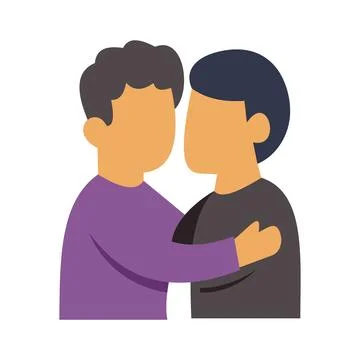Two men sharing warm embrace representing friendship and support Stock Illustration