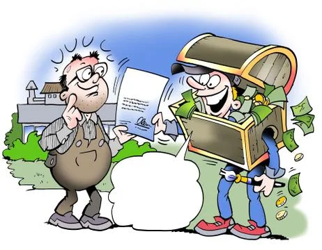Two men signing a lucrative contract Stock Illustration
