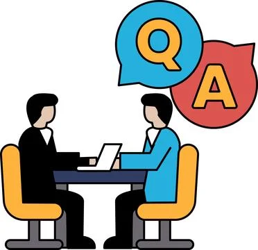 Two men sitting at a table with a laptop in front of them Stock Illustration
