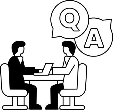 Two men sitting at a table with a laptop in front of them Stock Illustration