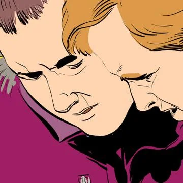 Two men in a suit reading the document. Discussion of business strategy. Stock Illustration