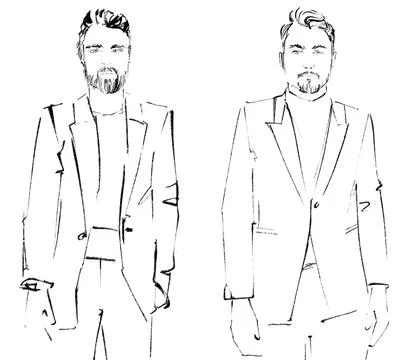 Two men in a suit. Sketch. Stock Illustration