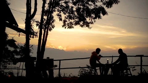 Two men on sunrise Stock Footage 120982510