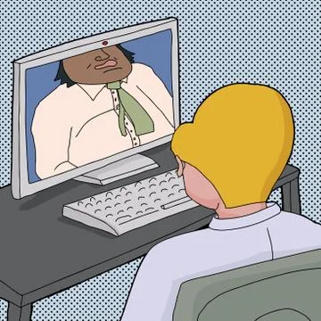 Two men talking online Stock Illustration