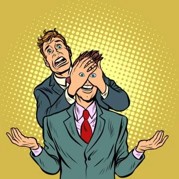 Two men, a tempting surprise Stock Illustration