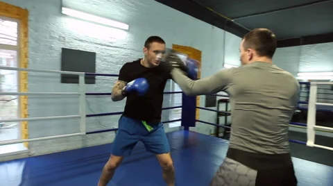 Two Men Training at the Boxing Club Stock Footage 60139760