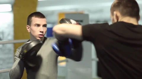 Two Men Training at the Boxing Club 스톡 동영상 60139770