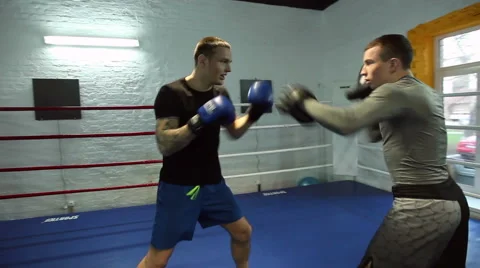 Two Men Training at the Boxing Club Stock Footage 60139809