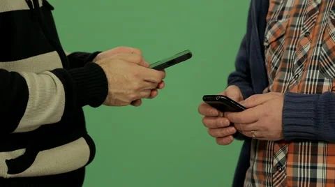 Two men using smartphone Stock Footage 46153880