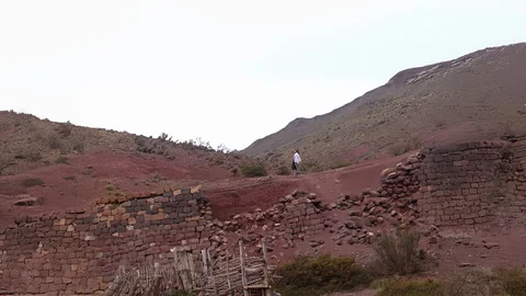 Two Men Walking And Talking In Mountain Landscape Vidéo 332245254