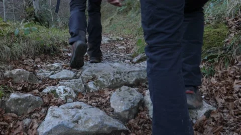 Two men walking up the mountain Vídeo Stock 137161354
