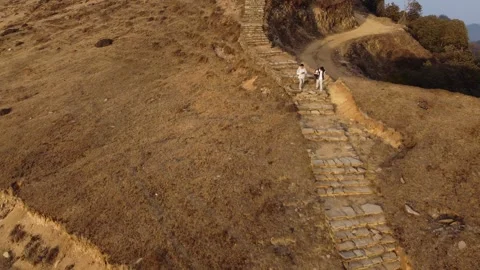 Two Men walking Way to Mountain Video stock 268554813