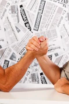 Two men will compete in standoff to win. a game of strength Stock-Fotos