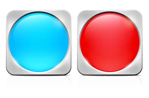 Two metal brushed background with glossy circle buttons Stock Illustration