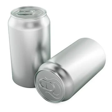 Two metal drink cans. 3D rendering Stock Illustration
