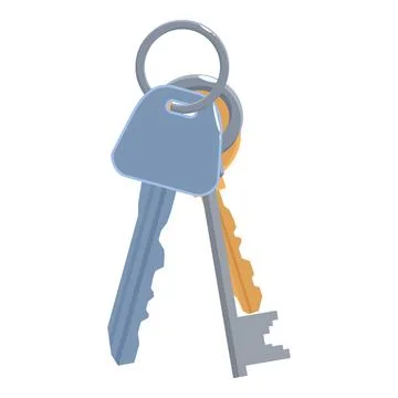 Two metal keys hanging on key ring with blank tag Stock Illustration