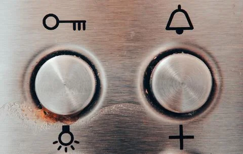 Two metal knobs on an old oven Fotos de archivo