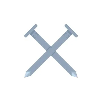 Two metal nails forming a cross over white background Ilustración de archivo