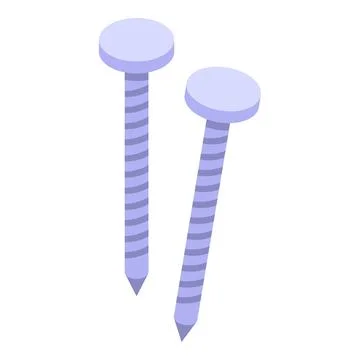 Two metal nails with screw thread are standing upright Stock Illustration