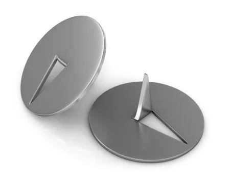 Two metal thumbtacks closeup Stock Illustration