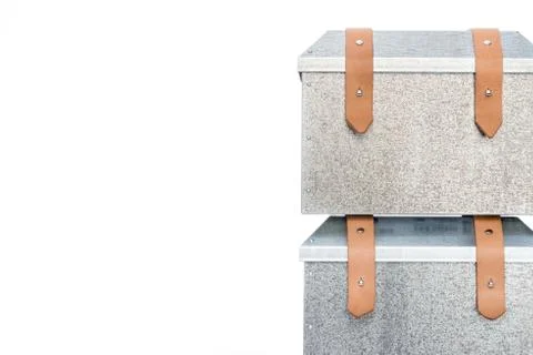 Two metal tool box Stacking on White Background Stockfoto's