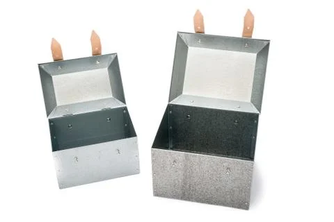 Two metal toolbox on White Background Stock Photos