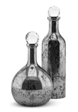 Two metallic bottles isolated on white background Stock Illustration