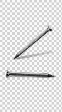 Two metallic iron construction hardware nails isolated  Stock Photos