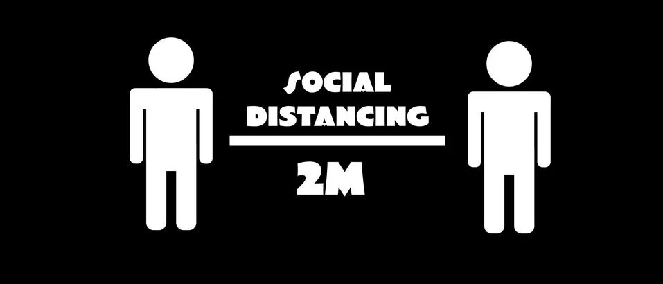 Two meter social distancing concept: Two people black and white icon 库存插图