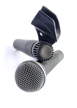 Two microphones isolated on white background Stock-Fotos