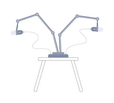 Two microphones stands on coffee table 2D cartoon object イラスト素材