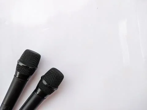 Two microphones on a white background Stock Photos
