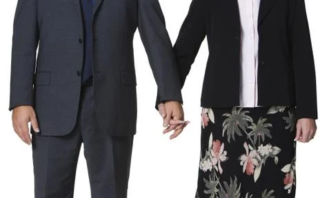 Two midsections holding hands Foto stock