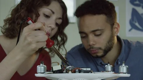 Two Millennial Partners Working On Tech Stock Footage 79544469