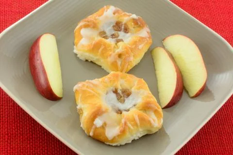 Two mini apple fruit danish pastries Stock Photos