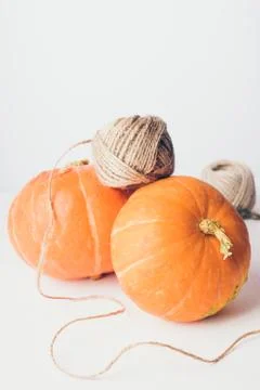 Two mini pumpkins on white background. Stock Photos